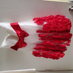 RED AND WHITE LAYERED DRESS MADE BY "NIKA"